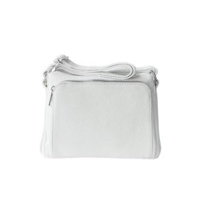 Τσάντα δερμάτινη με πρακτικό design λευκή 02.02656
