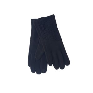 Γάντια μονόχρωμα με πλέξη μαύρα 06.00082