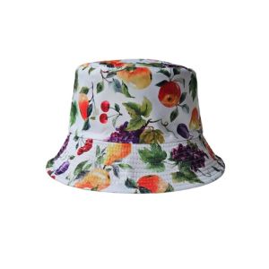 Καπέλο bucket διπλής όψης βαμβακερό one size με fruit print λευκό 22.00063
