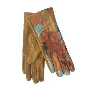 Γάντια με πολύχρωμα print μουσταρδί 06.00091