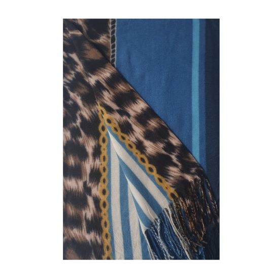 Πασμίνα animal print με ρίγες μπλε 20.00063