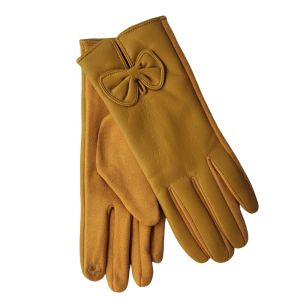 Γάντια με δέρμα μουσταρδί 06.00078