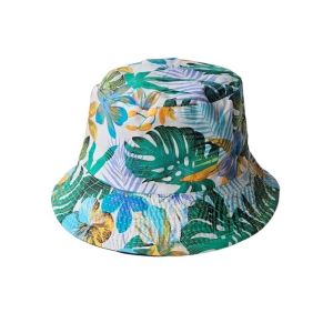 Καπέλο bucket διπλής όψης βαμβακερό one size floral πράσινο-μαύρο 22.00062