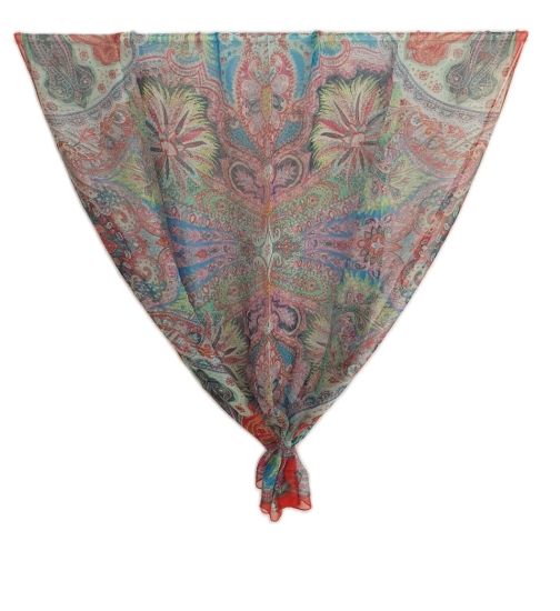 Παρεό flower boho print silk τυρκουάζ 10.01195