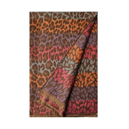 Πασμίνα animal print με διακριτικό lurex καφέ 20.00127