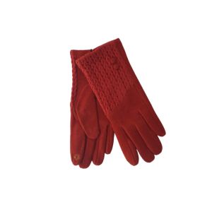 Γάντια μονόχρωμα με πλέξη κόκκινα 06.00082