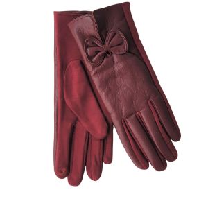 Γάντια με δέρμα μπορντό 06.00078