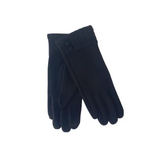 Γάντια μονόχρωμα με πλέξη μαύρα 06.00089