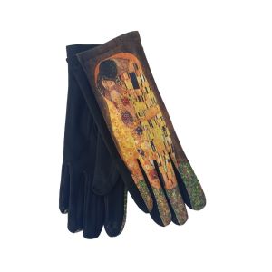 Γάντια με πολύχρωμα print καφέ 06.00091