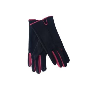 Γάντια δίχρωμα souet μαύρο - φούξια 06.00088