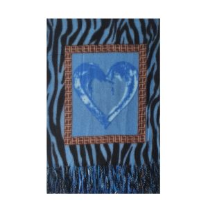 Πασμίνα animal print με καρδιά μπλε 20.00064